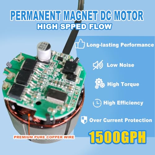 YOKING Automatic Pool Cover Pump, 1/4 HP 1500GPH Swimming Pool Submersible Water Sump Pump, 115/230V with 26ft Power Cord and 2 Adapters Water Removal for Pool, Hot Tub, Pond - Image 4