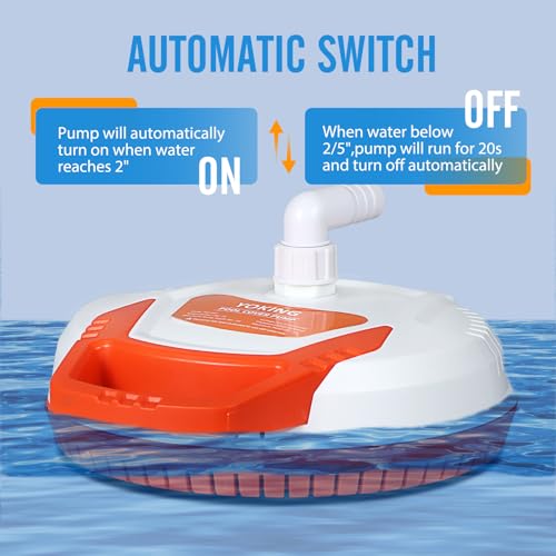 YOKING Automatic Pool Cover Pump, 1/4 HP 1500GPH Swimming Pool Submersible Water Sump Pump, 115/230V with 26ft Power Cord and 2 Adapters Water Removal for Pool, Hot Tub, Pond - Image 2