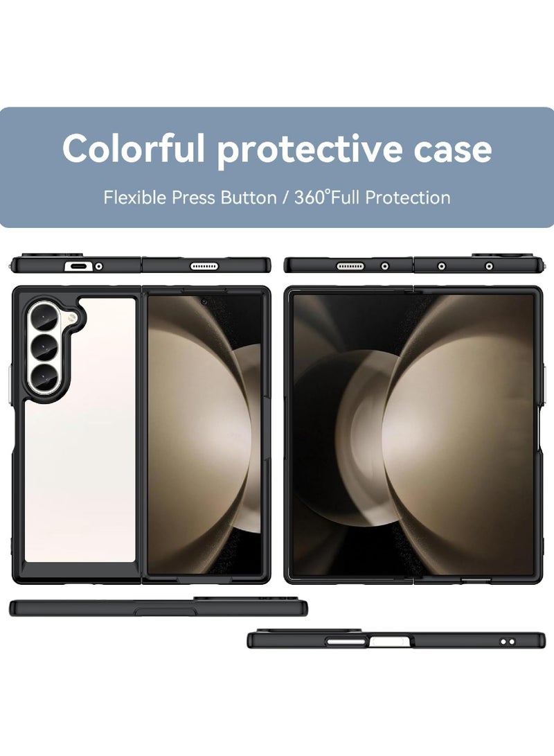 Captaintech Protective Case for Samsung Galaxy Z Fold6,Slim Transparent Hard Anti-Scratch Shockproof Protective Phone Cover for Galaxy Z Fold6 Smartphone Accessories - Image 3