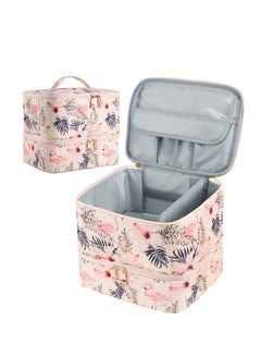 SYOSI Nail Polish Organizer, Double-Layer Nail Tools and Nail Dryer Case, Holds 27 Various Size Bottles (15ml - 0.5 fl.oz or Larger), Nail Polish Carrying Case with Adjustable Dividers, Flamingo  - Image 1