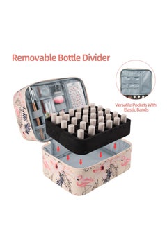 SYOSI Nail Polish Organizer, Double-Layer Nail Tools and Nail Dryer Case, Holds 27 Various Size Bottles (15ml - 0.5 fl.oz or Larger), Nail Polish Carrying Case with Adjustable Dividers, Flamingo  - Image 4