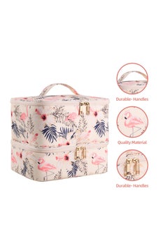 SYOSI Nail Polish Organizer, Double-Layer Nail Tools and Nail Dryer Case, Holds 27 Various Size Bottles (15ml - 0.5 fl.oz or Larger), Nail Polish Carrying Case with Adjustable Dividers, Flamingo  - Image 5