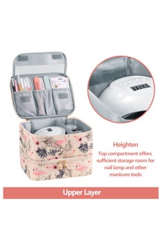 SYOSI Nail Polish Organizer, Double-Layer Nail Tools and Nail Dryer Case, Holds 27 Various Size Bottles (15ml - 0.5 fl.oz or Larger), Nail Polish Carrying Case with Adjustable Dividers, Flamingo  - Image 3