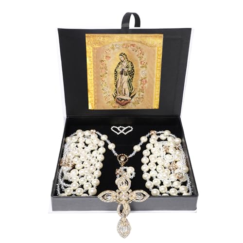 ESNOY Lazo Para BodaWedding Lasso for Ceremony CatholicLazos Para Boda CatolicaLazos Para Bodas De Iglesia Para NoviosPearls Rosary with Unity Cross for Wedding CeremonyLazo De Boda Para Los Novios - Image 1