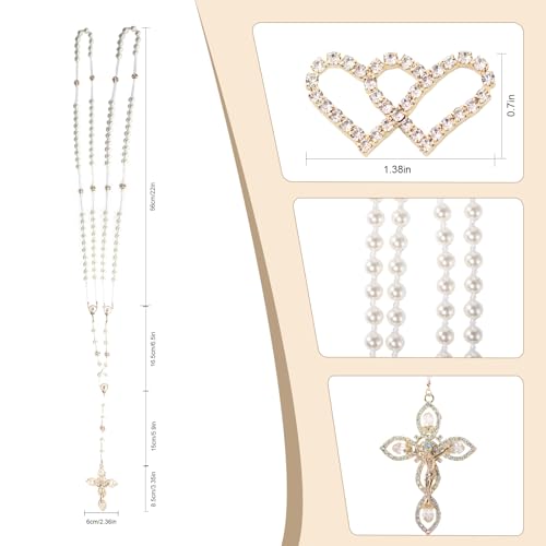 ESNOY Lazo Para BodaWedding Lasso for Ceremony CatholicLazos Para Boda CatolicaLazos Para Bodas De Iglesia Para NoviosPearls Rosary with Unity Cross for Wedding CeremonyLazo De Boda Para Los Novios - Image 3