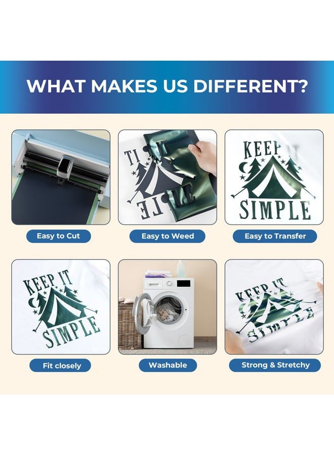 HTVRONT Chameleon HTV Vinyl Bundle - 8 Pack 12" x 3FT Chameleon Heat Transfer Vinyl for T Shirt, Color Changing Iron on Vinyl Roll Compatible with Cricut Cutting Machine - Image 4