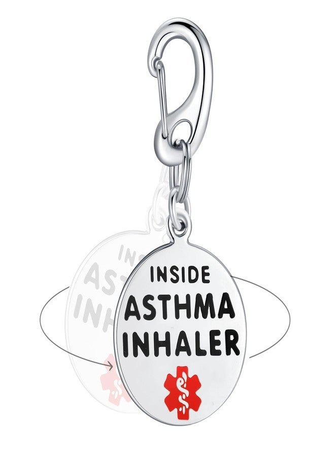 Divoti Asthma Inhaler Inside Bag Tag 1.25" - Quick Clip | Pre-Engraved Stainless Steel Dual-Sided Medical Alert Tag | Bold Lettering |Ideal for Emergency & Medical Alert Condition - Image 1