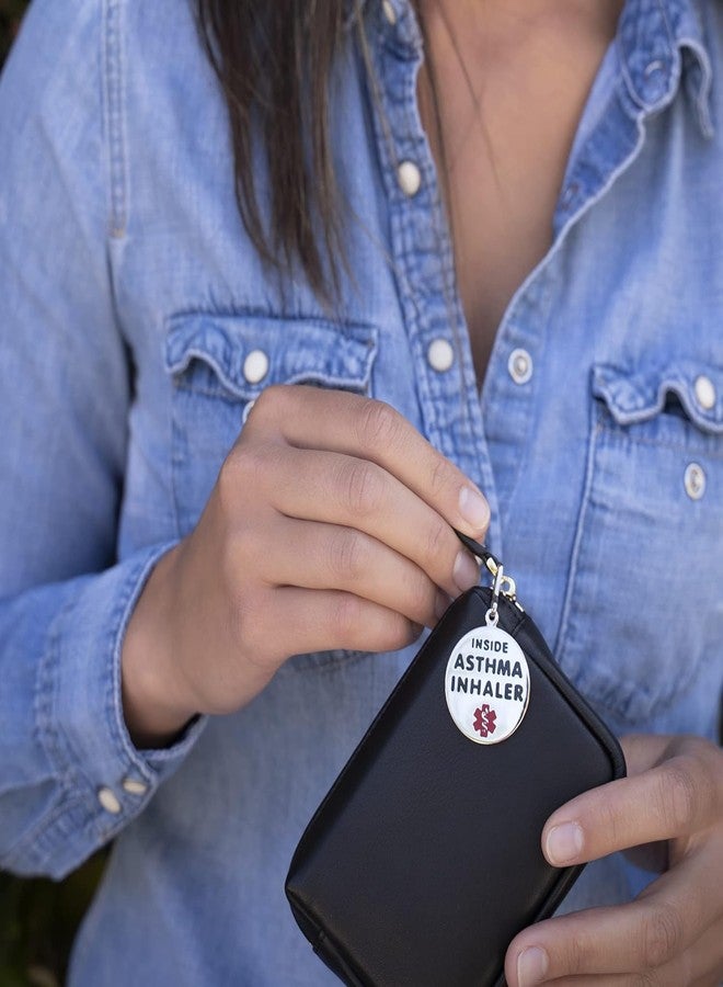 Divoti Asthma Inhaler Inside Bag Tag 1.25" - Quick Clip | Pre-Engraved Stainless Steel Dual-Sided Medical Alert Tag | Bold Lettering |Ideal for Emergency & Medical Alert Condition - Image 4