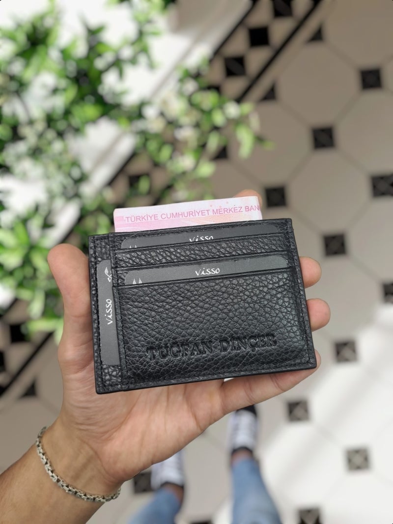 VISSO 606 Genuine Leather Men's and Women's Leather Mini Credit Card Holder Leather Wallet Bag with Personalized Money Compartment  - Image 3