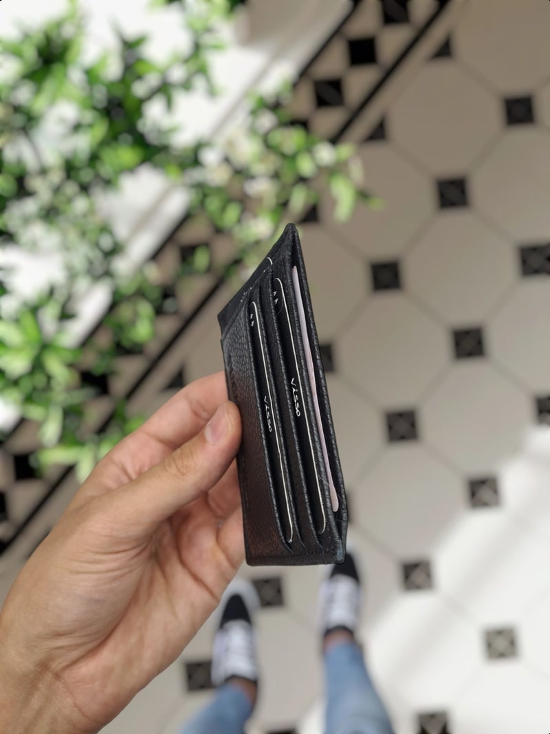 VISSO 606 Genuine Leather Men's and Women's Leather Mini Credit Card Holder Leather Wallet Bag with Personalized Money Compartment  - Image 4