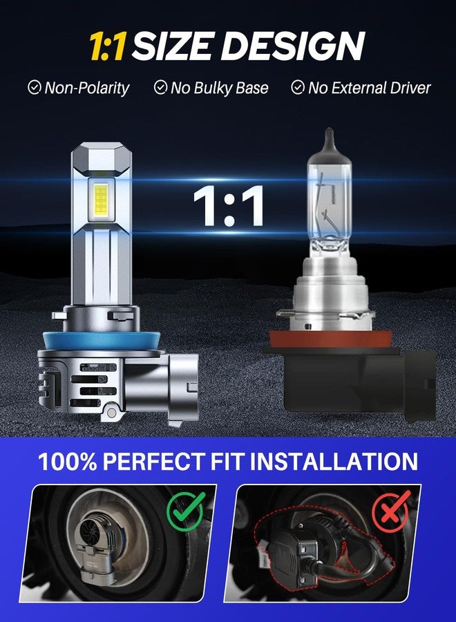 AUTOONE H11/9005/H9/HB3 Bulbs Combo, 70,000LM Super Bright H11 9005 Fog Light Bulbs, 1:1 Size, White, Pack of 4 - Image 3