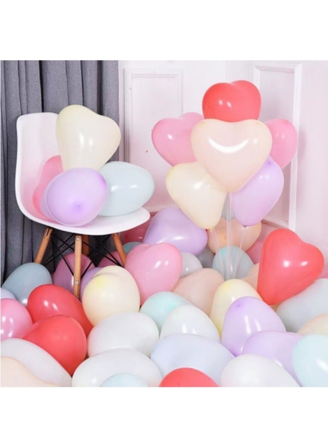 100-Piece Decorative Party Balloons Heart Shaped Latex Balloons| Heart Balloons For Wedding Party Decorations Multicolor - Image 1