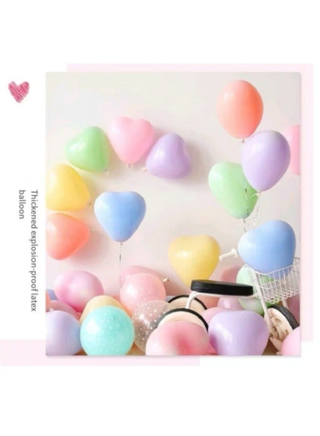 100-Piece Decorative Party Balloons Heart Shaped Latex Balloons| Heart Balloons For Wedding Party Decorations Multicolor - Image 3