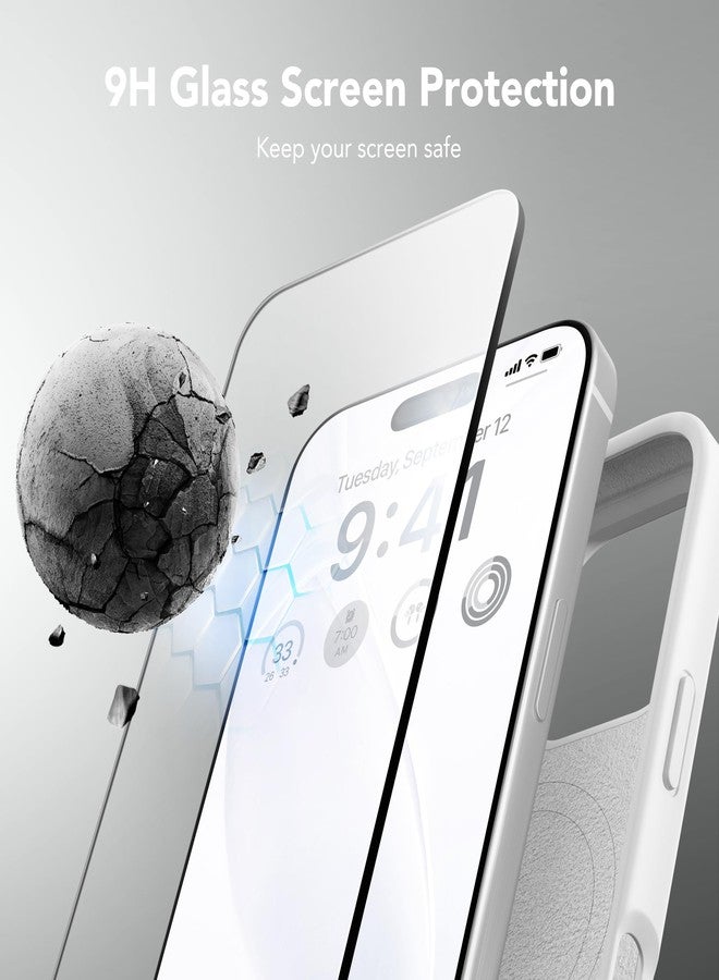 GONEZ Magnetic for iPhone 16 Pro Case, Compatible with MagSafe, [Screen Protector + Camera Lens Protector], Silicone Shockproof Anti-Scratch Protective Phone Case 6.3 inch, White - Image 5