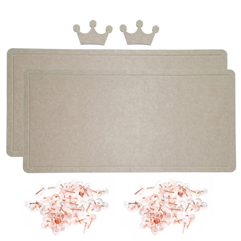 2Pcs Foldable Large Felt Bulletin Board 36 x 18 Decorative Picture Framed Display Board with 70 Rose Pins for School Home Kitchen Office Walls