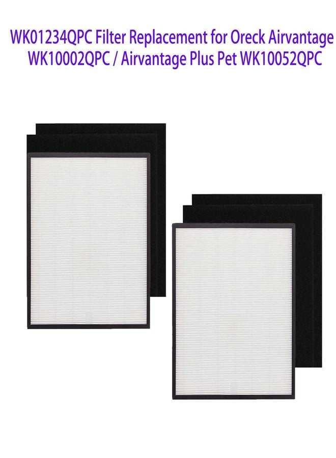 HOMFILBIT WK01234QPC Replacement Filter for Oreck WK10002QPC and Airvantage Plus Pet WK10052QPC Air Purifier, 2 Pack H13 True HEPA Filter + 4 Pack High Efficiency Carbon Filter - Image 3