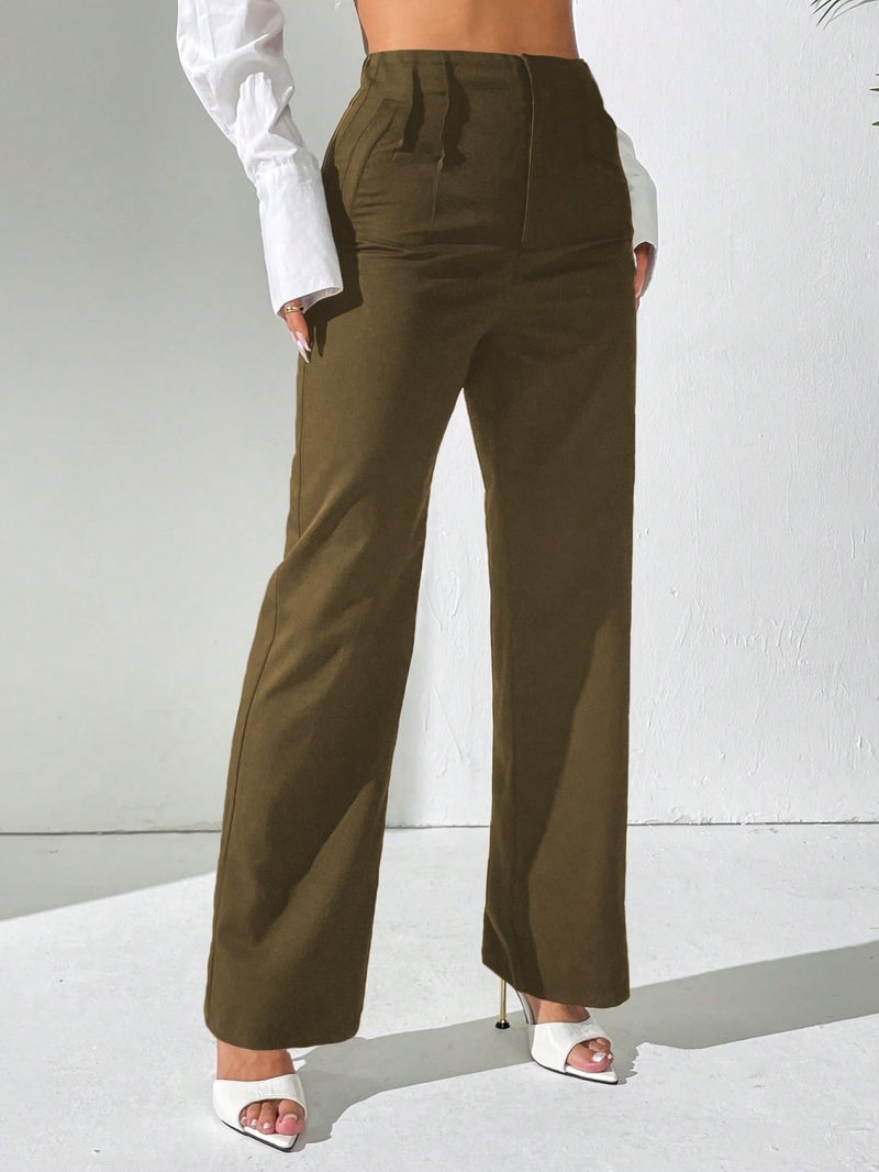 Pink Queen Womens Dress Pants Loose Fit for Work Business Casual Tall Trousers Pants for Women Stretchy High Waisted Dress Black Slacks Bootcut Straight Leg 2026 Brown M - Image 3