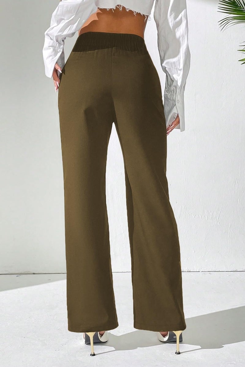 Pink Queen Womens Dress Pants Loose Fit for Work Business Casual Tall Trousers Pants for Women Stretchy High Waisted Dress Black Slacks Bootcut Straight Leg 2026 Brown M - Image 4