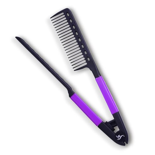 Herstyler Hair Straightening Comb - Straightener Comb for Flat Iron - Makes Styling Easy - Get Straight Hair in Minutes (Purple) - Image 1