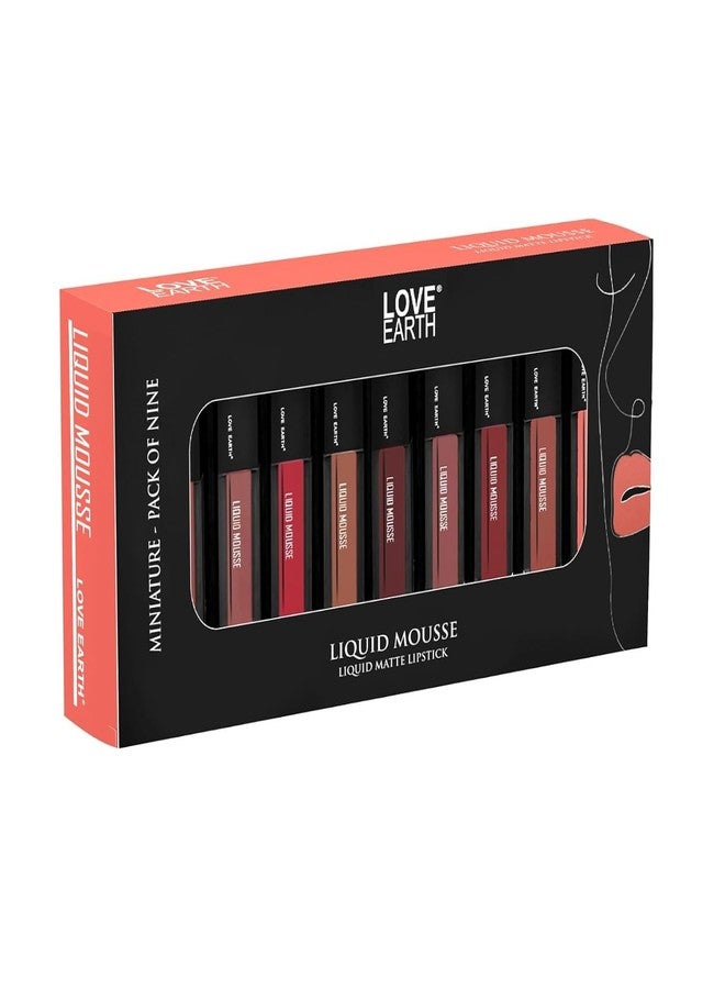 Love Earth LoveEarth 9-Piece Matte Liquid Lipstick Set - Waterproof, Smudge-Proof, Long-Lasting, with Jojoba Oil & Vitamin E, Mini Lipstick Gift Pack - Image 1