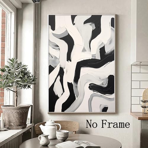 Wallvelart Black And White Abstract Line Wall Art Minimalist Abstract Black Stroke Lines Canvas Abstract Artwork Modern Minimalist Paintings Black And White Line Art Print Abstract Line Pictures 16x24in No Frame - Image 3