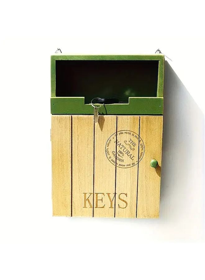 صندوق مفاتيح خشبي ريفي مثبت على الحائط باللون الأخضر، منظّم تخزين المدخل - Image 2