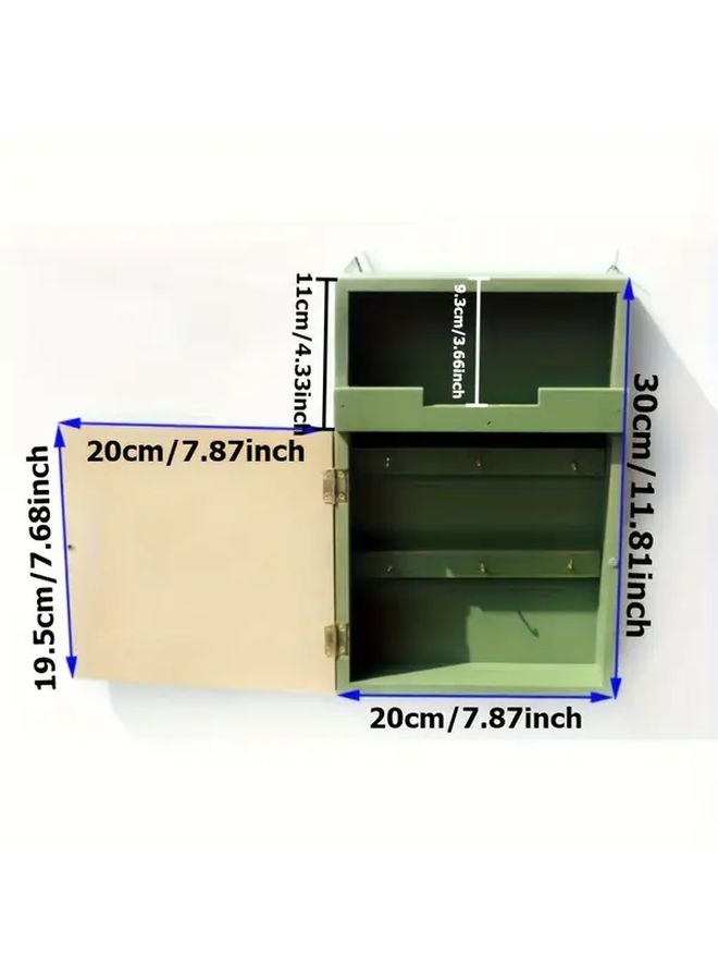صندوق مفاتيح خشبي ريفي مثبت على الحائط باللون الأخضر، منظّم تخزين المدخل - Image 4