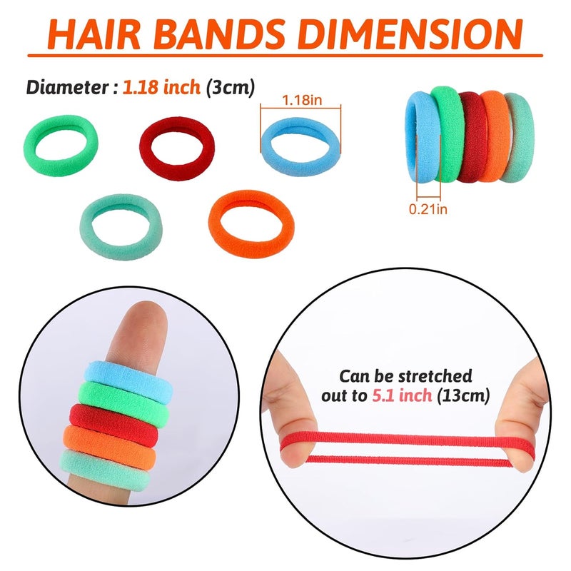 QRTVI 120 Pcs Baby Hair Ties, Cotton Toddler Hair Ties for Girls and Kids, Multicolor Small Seamless Hair Bands Elastic Ponytail Holders(Colorful) - Image 3