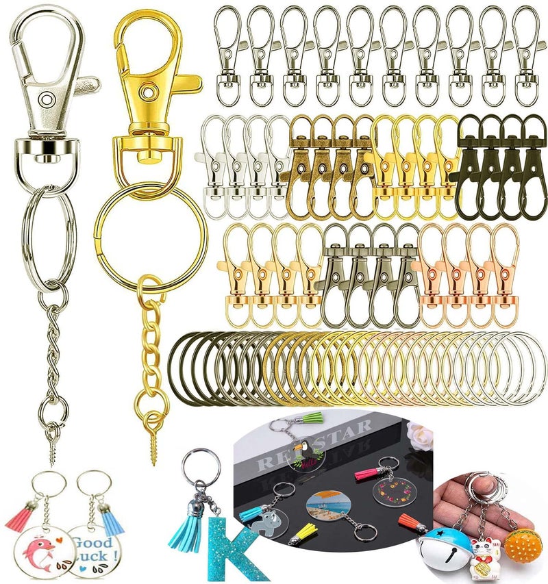 DIY Crafts (2 Sets 3x2, Gold) Keyrings & Keychains Round Swivel Snap Hooks Key Rings Chain Jump Rings Mini Screw Metal For Lanyard, ID, Bags, Wallets, Luggage Making - Image 2