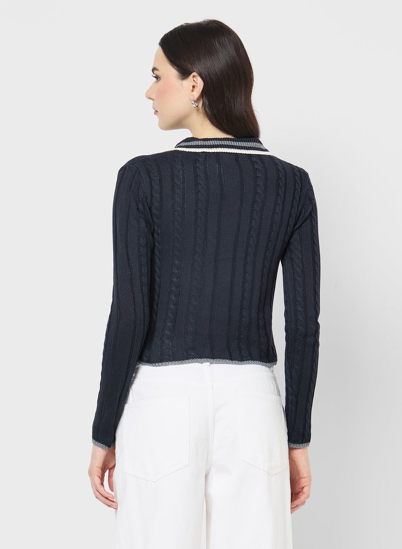 جينجر بلوفر بياقة بولو محبوك بدقة - Image 2