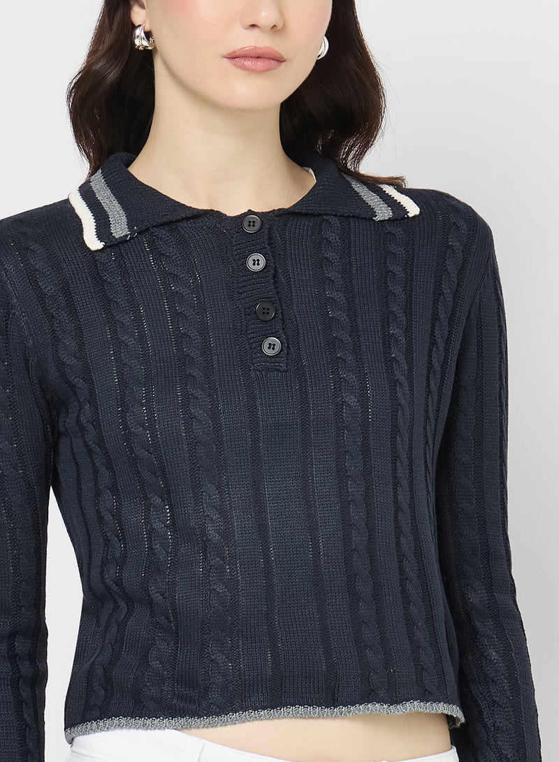 جينجر بلوفر بياقة بولو محبوك بدقة - Image 3