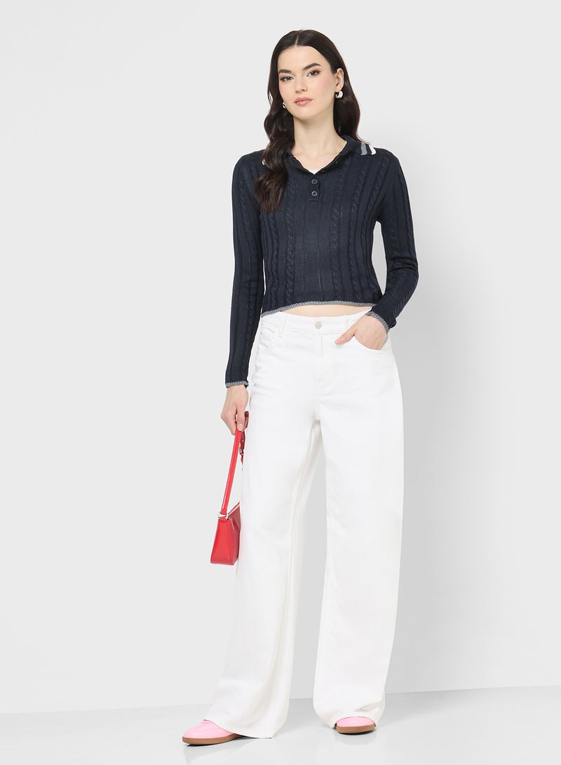 جينجر بلوفر بياقة بولو محبوك بدقة - Image 4