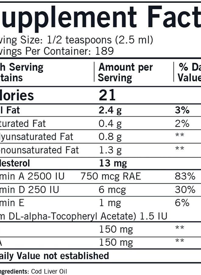 Kirkman Cod Liver Oil Liquid - Unflavored 16oz. - Image 2