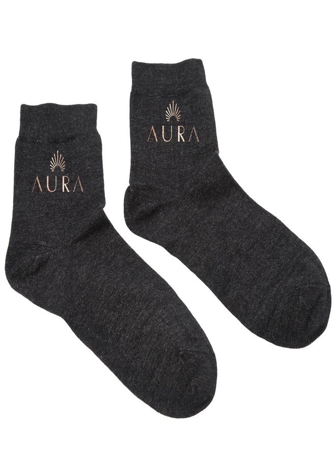 AURA جوارب Aura™ الفاخرة للتأريض للقدمين - جوارب تأريض 25% فضة نقية للنساء والرجال - سوداء، مقاس كبير - Image 1