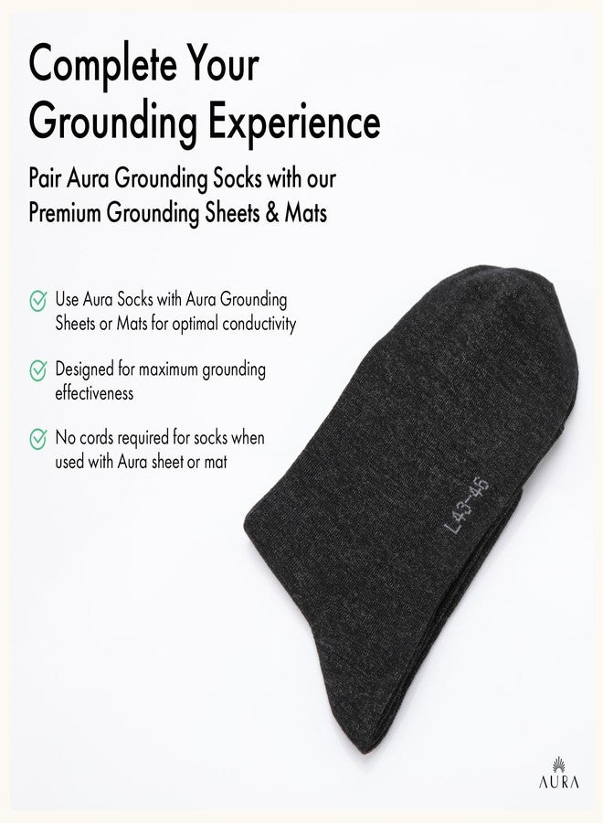 AURA جوارب Aura™ الفاخرة للتأريض للقدمين - جوارب تأريض 25% فضة نقية للنساء والرجال - سوداء، مقاس كبير - Image 5
