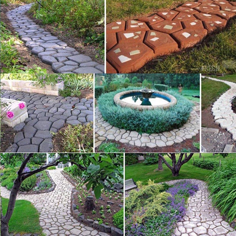 Niyanta DIY Walk Path Maker Concrete Molds Plastic Paving Moulds Path Maker Mold for Tile Reusable Mould Concrete Cement Stone Walk Paving Stepping Stones Paver Pavement for Garden Home Yard Lawn - Image 4