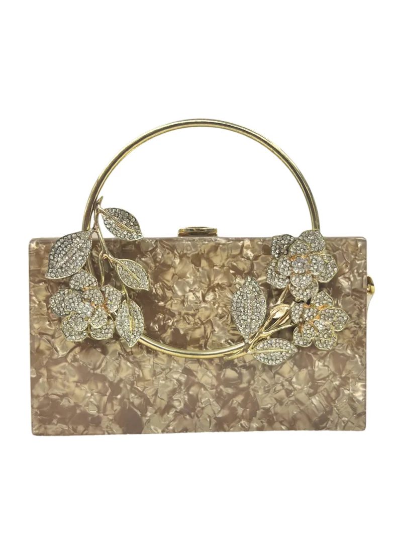 Harsha's Glam Clutches Square Crystal Resin Clutch