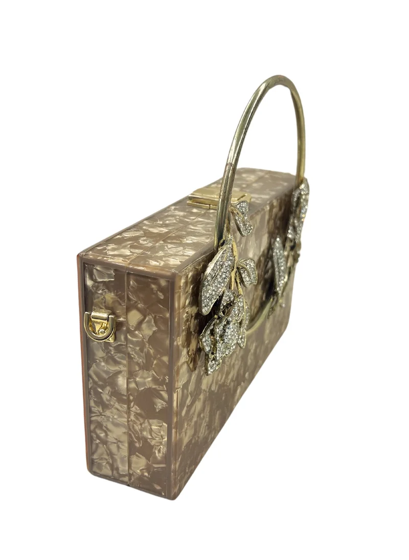 Harsha's Glam Clutches Square Crystal Resin Clutch