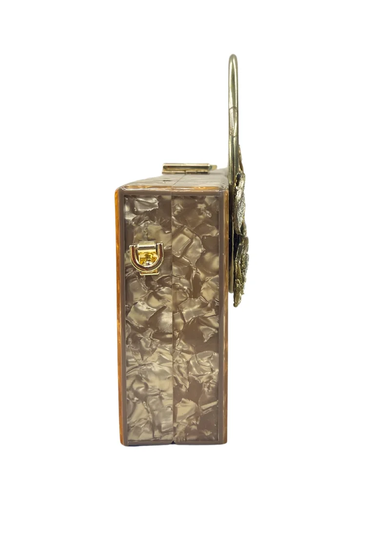 Harsha's Glam Clutches Square Crystal Resin Clutch