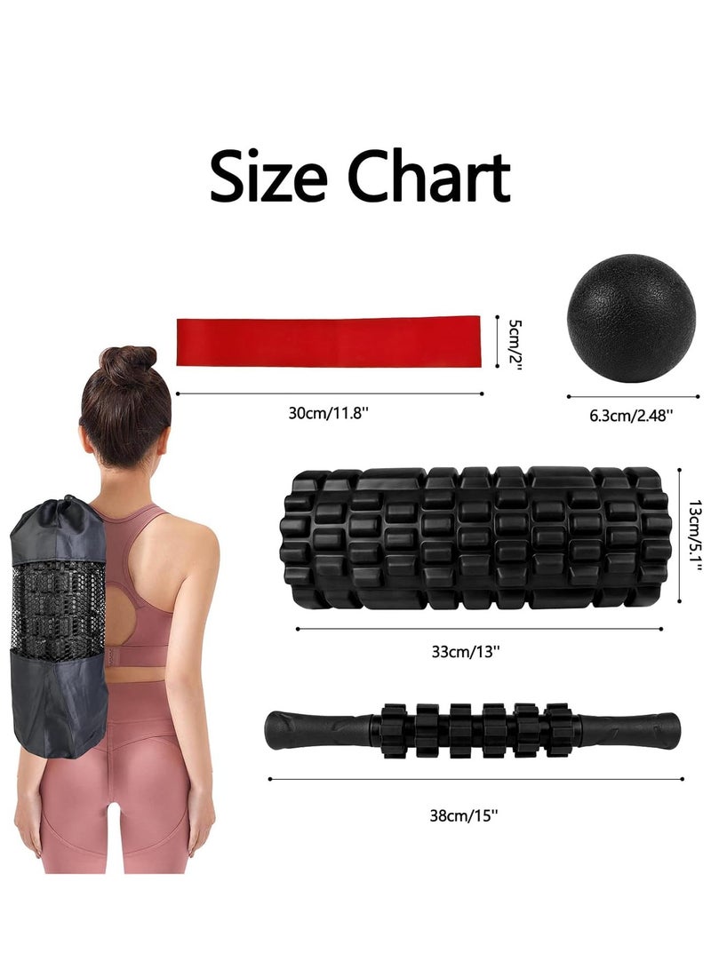 Generic Foam Roller for Yoga, 5-in-1 Fascia Roller Set, Muscle Roller, Fascia Roller, Fascia Ball, Resistance Bands and Storage Bag for Fascia Training, Yoga, Sports, Fitness, Pilates - Image 2