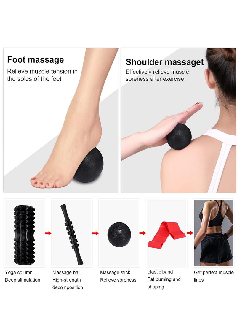 Generic Foam Roller for Yoga, 5-in-1 Fascia Roller Set, Muscle Roller, Fascia Roller, Fascia Ball, Resistance Bands and Storage Bag for Fascia Training, Yoga, Sports, Fitness, Pilates - Image 5