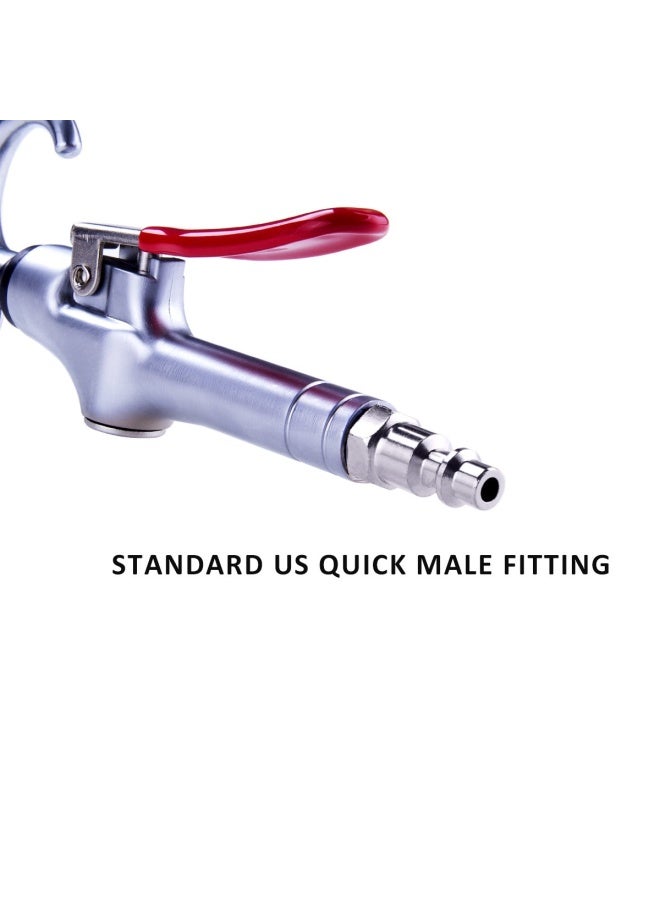 JASTIND High Volume Industrial Air Blow Gun 17-26 Inch Extensible Stainless Steel Air Flow Nozzle Pneumatic Air Compressor Accessories Tool Extended Dust Air Blower Gun with 360 Degree Swivel Hook  - Image 3