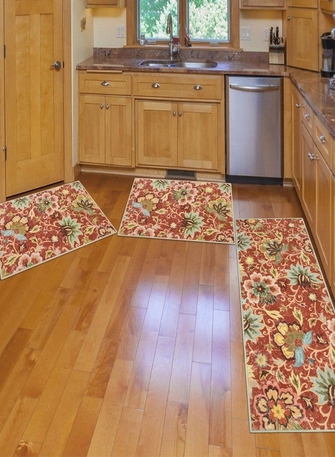 Homcomoda Kitchen Mats 3 Piece Set Boho Kitchen Rugs and Mats Non Slip Washable Floral Kitchen Floor Mats Set of 3 Kitdhen Runner Carpets for Sink,Laundry Room,Hallway - Image 5