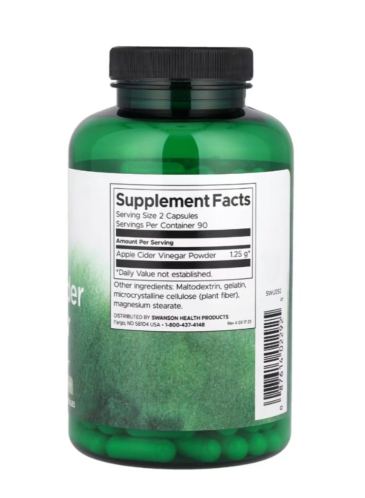 سوانسون خل التفاح عالي الفعالية 625 ملجم 180 كبسولة - Image 2