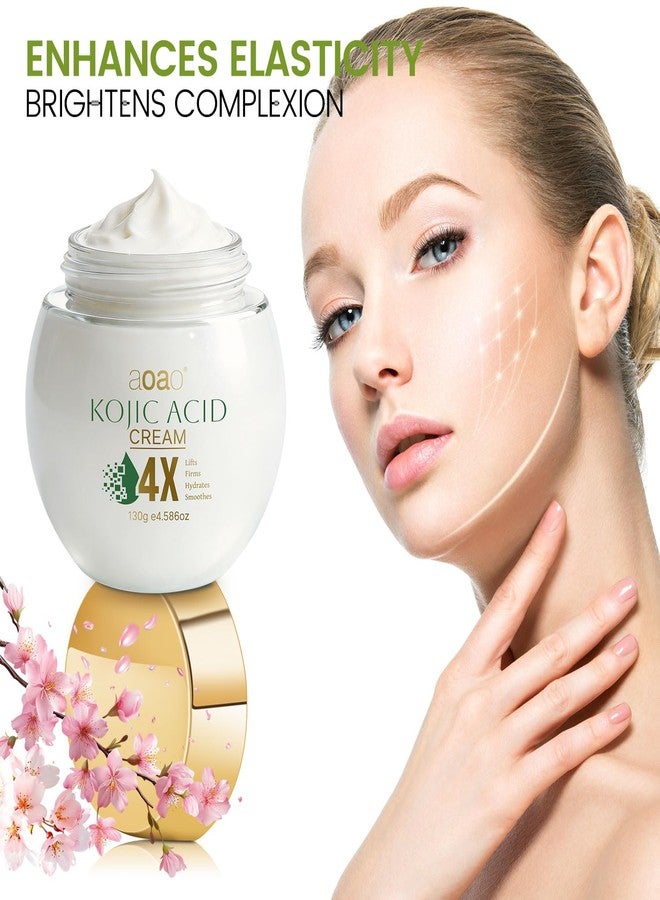 AOAO Kojic Acid Cream, Hydrates Deeply with Multi-Tasking Niacinamide, Centella & Arbutin for Skin Soothing & Daily Nourishing, Face & Neck Moisturizer for Uneven Skin Tone, Paraben-Free, 130g - Image 4