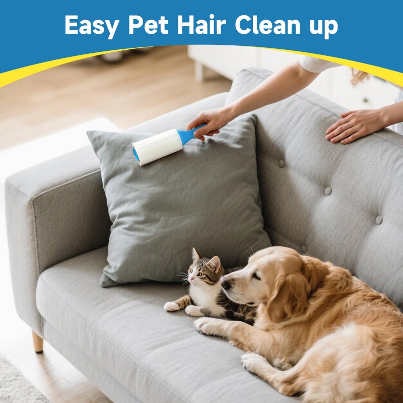 Swihauk 600 Sheets Extra Sticky Lint Rollers for Pet Hair, Easy Spiral Tear Lint Roller for Clothes with Ergonomic Handle, Multipurpose Lint Remover for Furniture, Carpet, Car Seat - Image 5