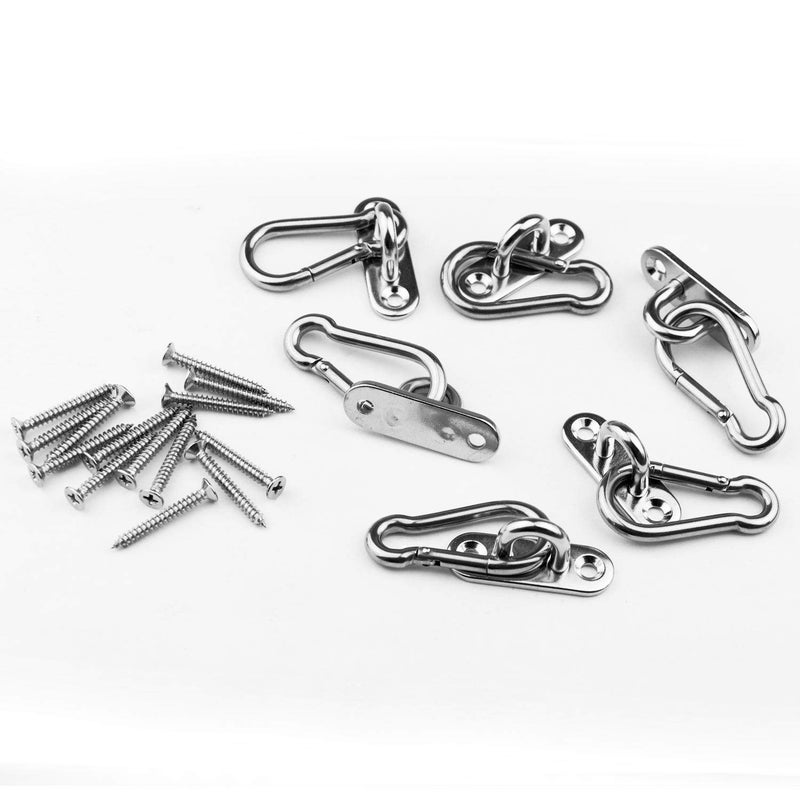 Excelfu 6 Pieces Stainless Steel 1.8 Inch Pad Eye Plate U Hooks + 6 Pieces Stainless Steel Snap Hook Marine Hardware Staple Loop With Screws - Image 5