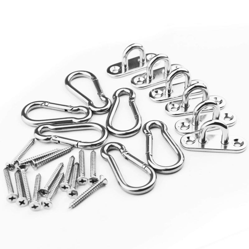 Excelfu 6 Pieces Stainless Steel 1.8 Inch Pad Eye Plate U Hooks + 6 Pieces Stainless Steel Snap Hook Marine Hardware Staple Loop With Screws - Image 4