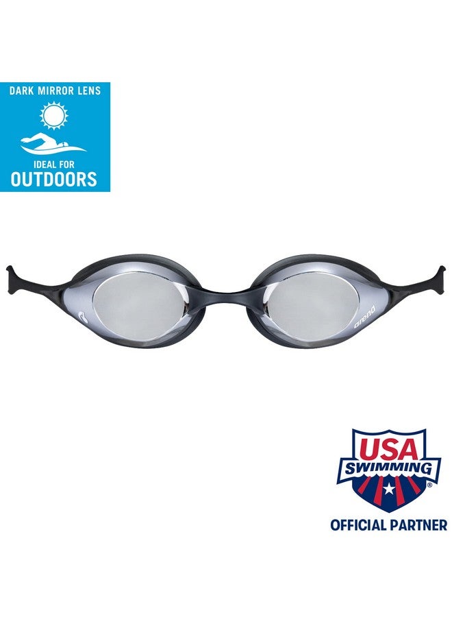 arena نظارات سباحة كوبرا سوايب رايسنج للجنسين من الرجال والنساء، عدسات عاكسة من البولي كربونات، تصميم هيدروديناميكي، فضي/أسود - Image 3
