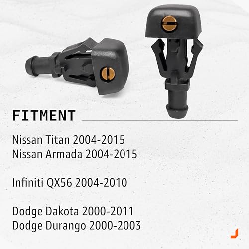 Click&Fit Adjustable Windshield Washer Nozzles compatible with Nissan Titan 04-15 Armada 04-15, Infiniti QX56 04-10, Dodge Dakota 00-11 Durango – Wiper washer sprayers replases 289317S000 - Image 2